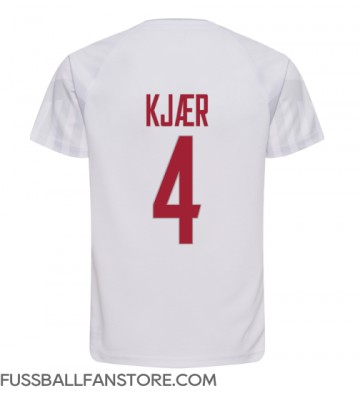 Dänemark Simon Kjaer #4 Replik Auswärtstrikot WM 2022 Kurzarm
